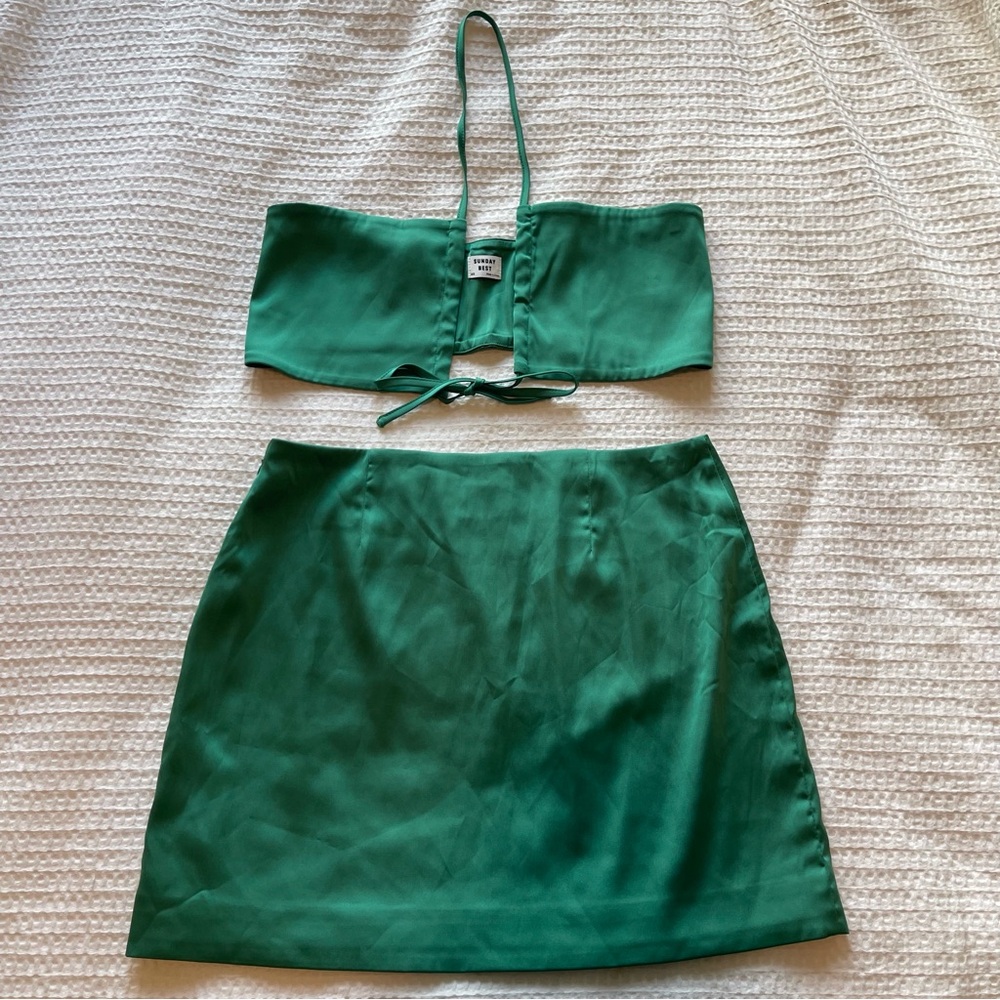 Sunday Best Green Silk Set